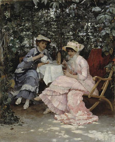 Hugo Birger Sitting under the Arbour oil painting picture